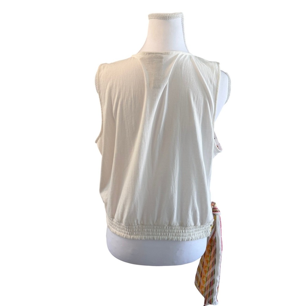 Anthropologie Dolan White Embroidered Wrap Tie Sleeveless Blouse Women's L- NWT - Picture 4 of 8